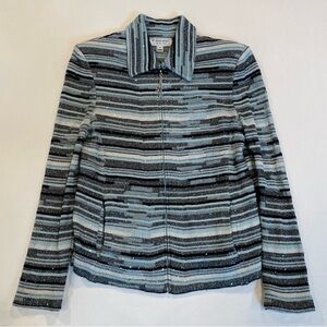 Vintage St. John Striped Embellished Sequins Women's Santana Knit Jacket, Small